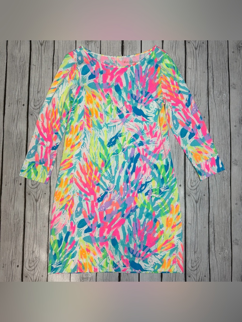 Lilly Pulitzer Women's S Marlowe Dress Sparkling Sands Pima Cotton